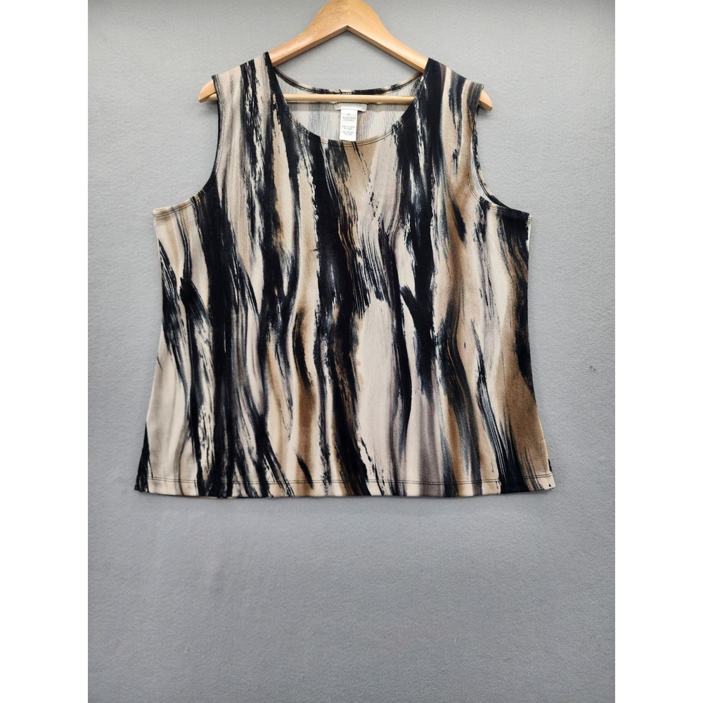 Drapers & Damons XL Abstract Brushstroke Tank Top Neutral Sleeveless Shell